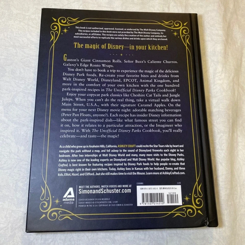 The‎ Unofficial Disney Parks Cookbook Ashley Craft Hardcover 2020 Disney Recipes